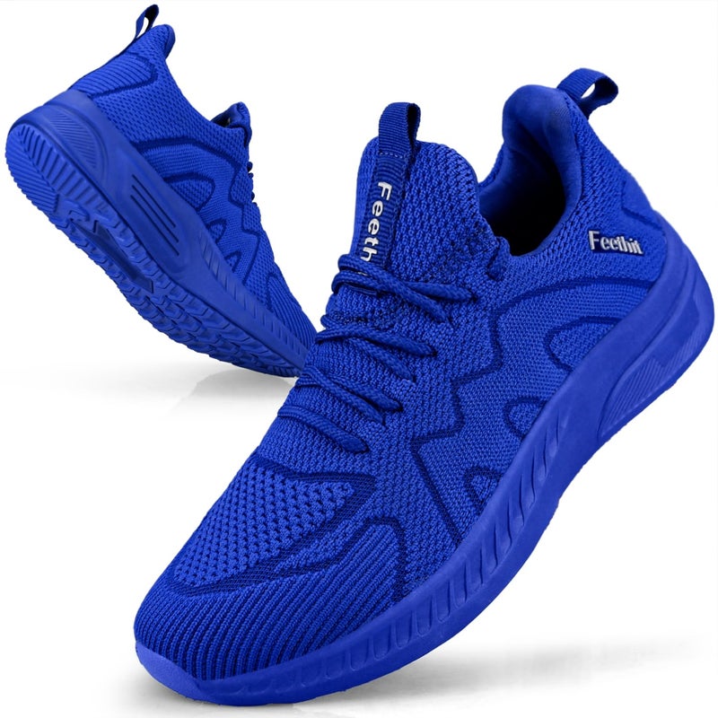 Feethit Slip on Sneakers Mens Lightweight Breathable Non Slip Walking Shoes Comfortable Athiletic Tennis Running Shoes Blue 12 - Image 1