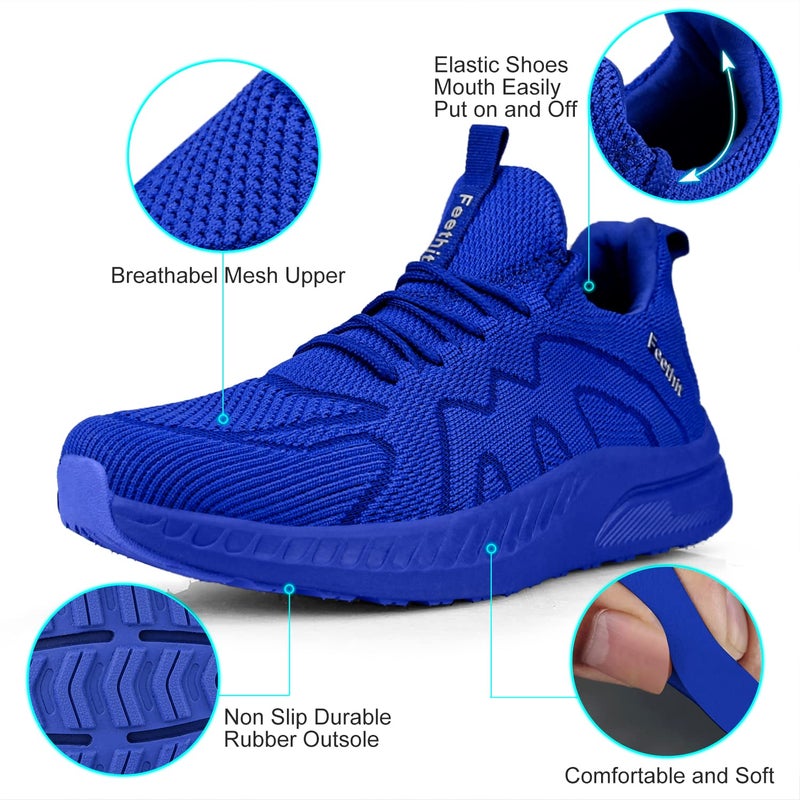 Feethit Slip on Sneakers Mens Lightweight Breathable Non Slip Walking Shoes Comfortable Athiletic Tennis Running Shoes Blue 12 - Image 3
