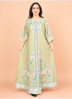 جلابية منقوشة كرستال IK1017 اخضر