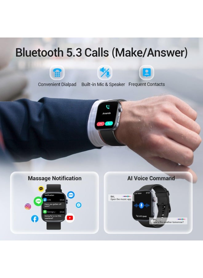ibsun - 1.99"AMOLED Smart Watch with Answer/Make Calls, 3ATM Waterproof/Heart Rate/blood pressure/Sleep Tracker - Image 1