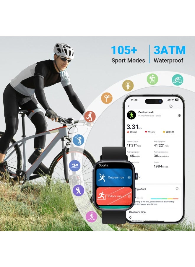 ibsun - 1.99"AMOLED Smart Watch with Answer/Make Calls, 3ATM Waterproof/Heart Rate/blood pressure/Sleep Tracker - Image 1