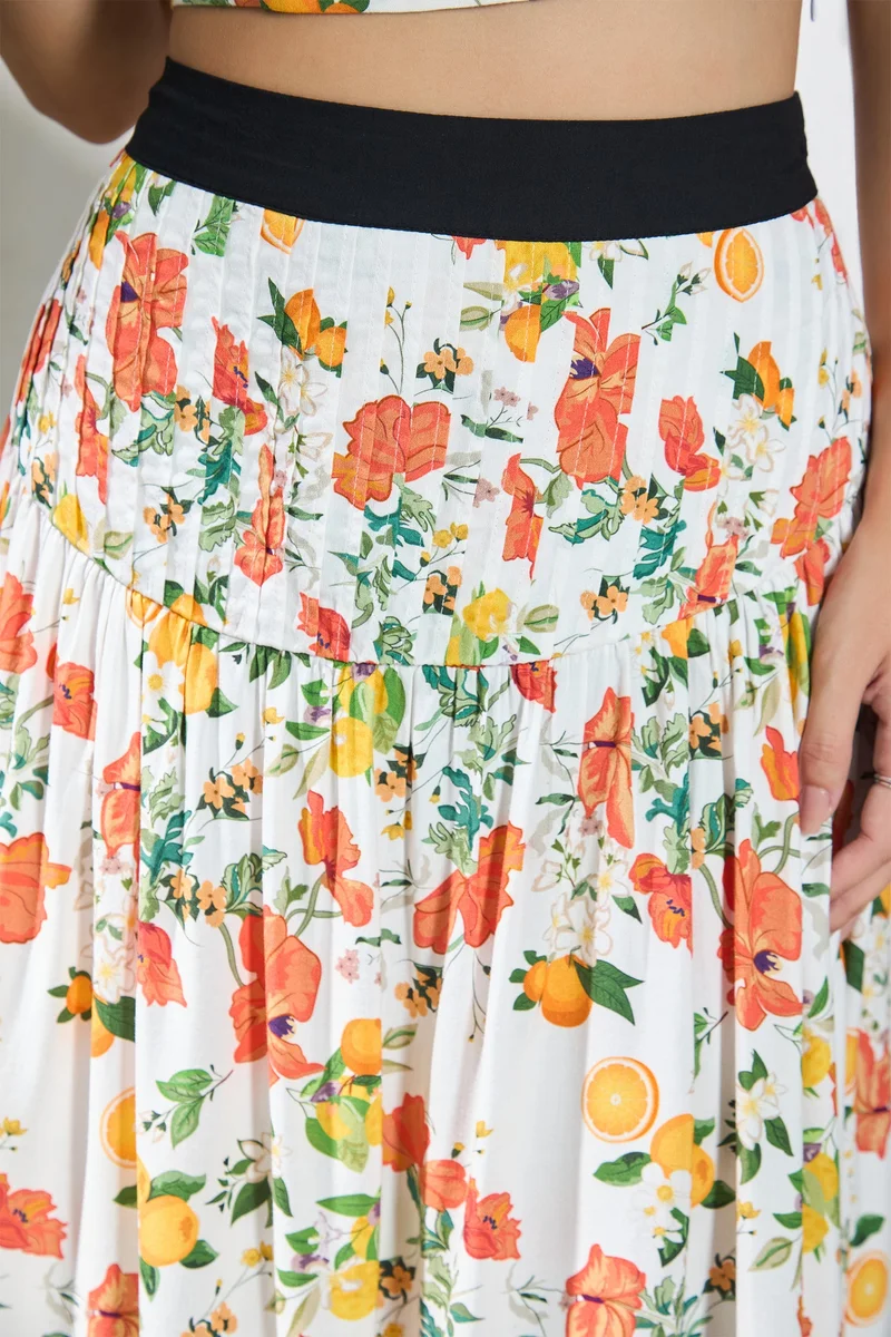 Virgio Virgio Women Modal Midi Length Floral And Fruit Skirt