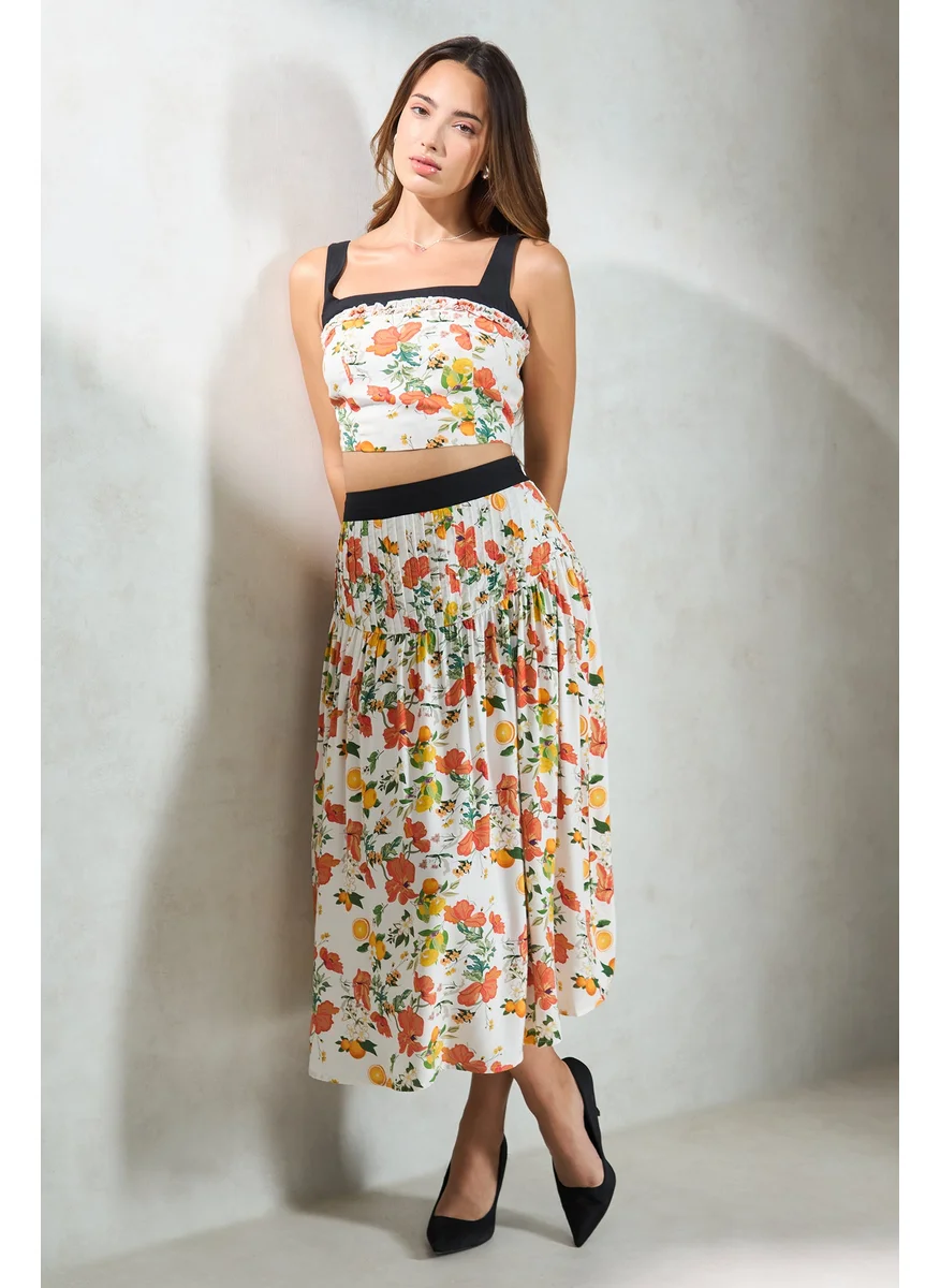 Virgio Virgio Women Modal Midi Length Floral And Fruit Skirt