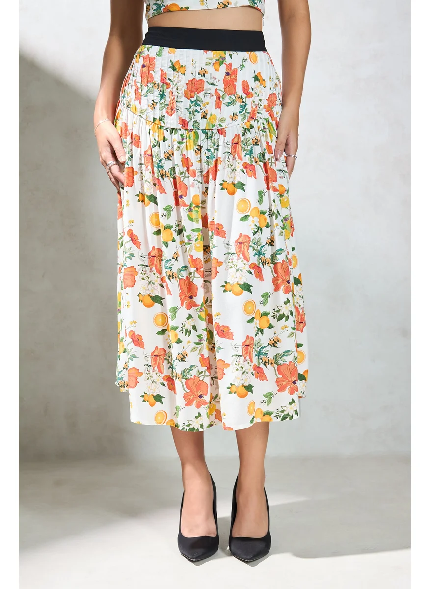 Virgio Virgio Women Modal Midi Length Floral And Fruit Skirt