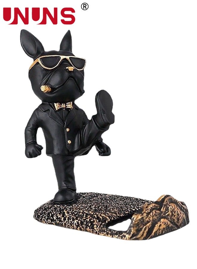 UNUNS Cute Phone Stand,Gift Machine Cute Stand Phone Stand Desktop Ornament Personalized Trendy Dog Cartoon Office Desktop Doll,Black  - Image 1