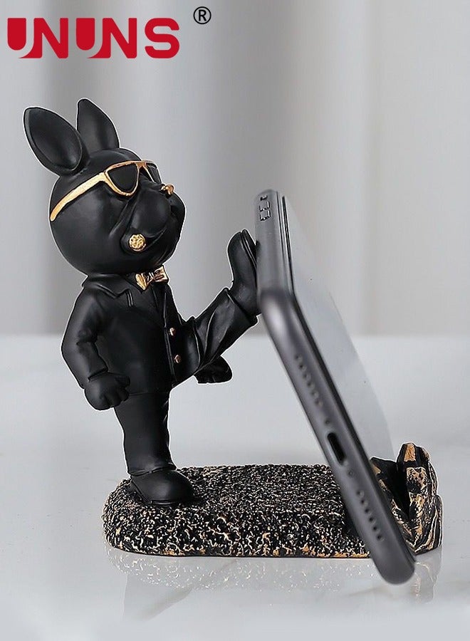 UNUNS Cute Phone Stand,Gift Machine Cute Stand Phone Stand Desktop Ornament Personalized Trendy Dog Cartoon Office Desktop Doll,Black  - Image 2