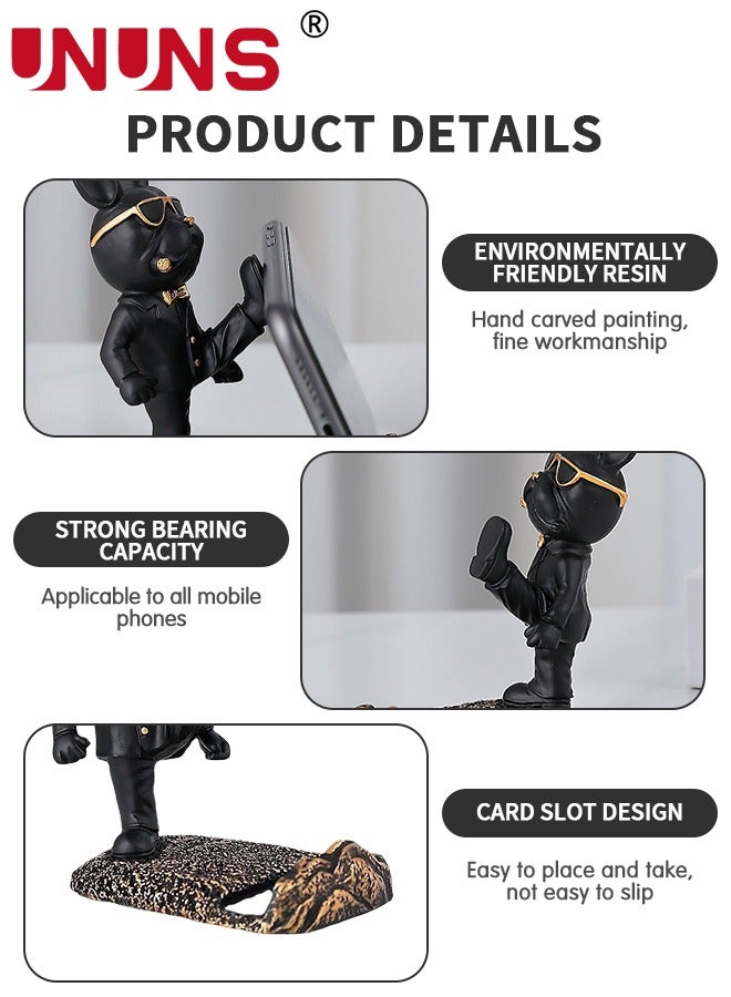 UNUNS Cute Phone Stand,Gift Machine Cute Stand Phone Stand Desktop Ornament Personalized Trendy Dog Cartoon Office Desktop Doll,Black  - Image 3