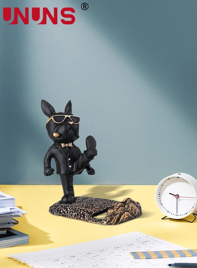 UNUNS Cute Phone Stand,Gift Machine Cute Stand Phone Stand Desktop Ornament Personalized Trendy Dog Cartoon Office Desktop Doll,Black  - Image 4