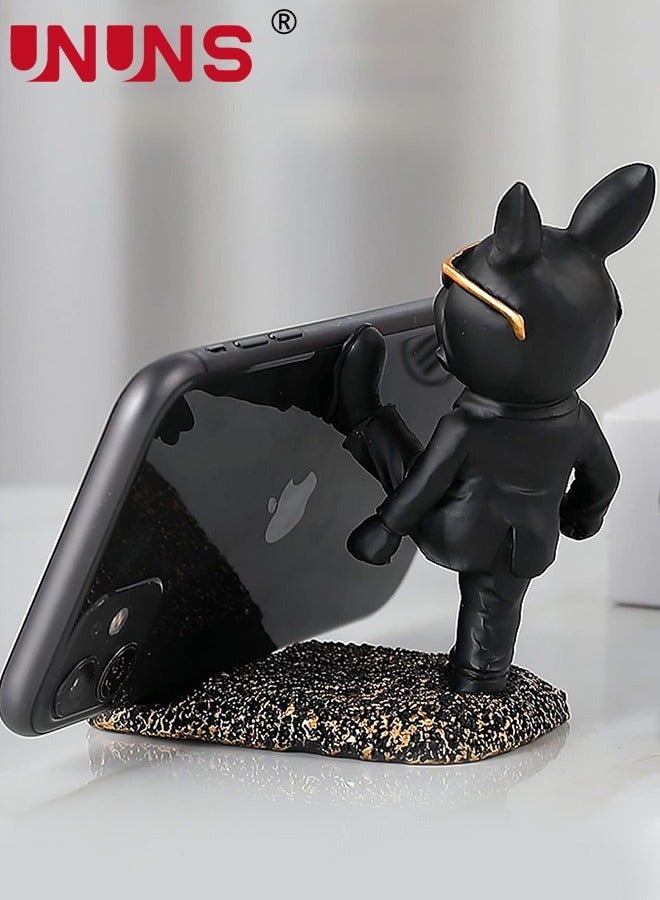 UNUNS Cute Phone Stand,Gift Machine Cute Stand Phone Stand Desktop Ornament Personalized Trendy Dog Cartoon Office Desktop Doll,Black  - Image 5