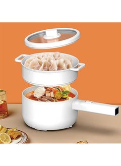 Hihonor 2L Electric Hot Pot with Steamer & Temperature Control-Non-Stick Electric Cooker Shabu Shabu,Electric Skillet,Frying Pan,Electric Saucepan,for Noodles,Egg, Steak,Sauté,Steam,Oatmeal and Soup  - Image 1