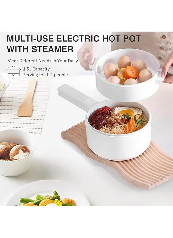 Hihonor 2L Electric Hot Pot with Steamer & Temperature Control-Non-Stick Electric Cooker Shabu Shabu,Electric Skillet,Frying Pan,Electric Saucepan,for Noodles,Egg, Steak,Sauté,Steam,Oatmeal and Soup  - Image 2