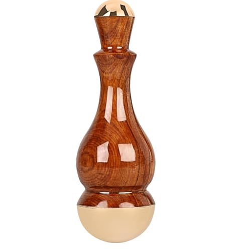 Soulvinee Kansa Wand Massager 2In1 Bronze Cap Traditional Design Face/Foot/Body&Marma Massage Tool Teak Wood Handle Natural (Small Cap Size 1.75 Mini 1 Size in Inch) (Anar Shape) - Image 1