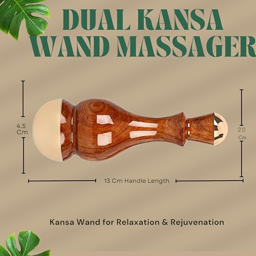 Soulvinee Kansa Wand Massager 2In1 Bronze Cap Traditional Design Face/Foot/Body&Marma Massage Tool Teak Wood Handle Natural (Small Cap Size 1.75 Mini 1 Size in Inch) (Anar Shape) - Image 3