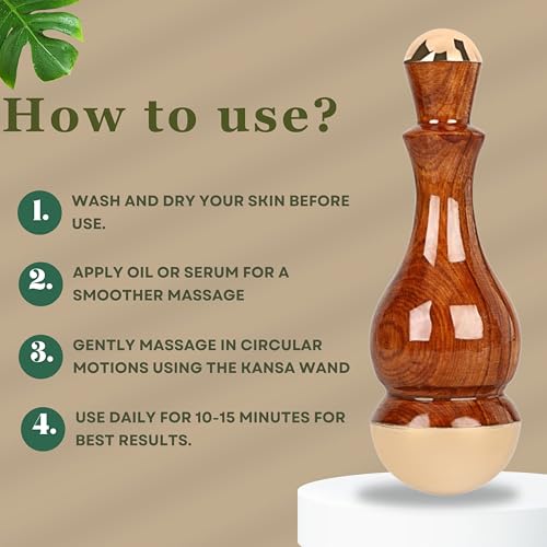 Soulvinee Kansa Wand Massager 2In1 Bronze Cap Traditional Design Face/Foot/Body&Marma Massage Tool Teak Wood Handle Natural (Small Cap Size 1.75 Mini 1 Size in Inch) (Anar Shape) - Image 5