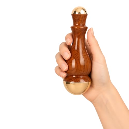 Soulvinee Kansa Wand Massager 2In1 Bronze Cap Traditional Design Face/Foot/Body&Marma Massage Tool Teak Wood Handle Natural (Small Cap Size 1.75 Mini 1 Size in Inch) (Anar Shape) - Image 2