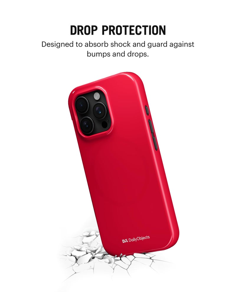 DailyObjects Enamel Bumper MagSafe Case for iPhone 16 Pro Compatible with Mag-Safe Wireless Charging | Red Hybrid Magnetic Back Cover - Image 4