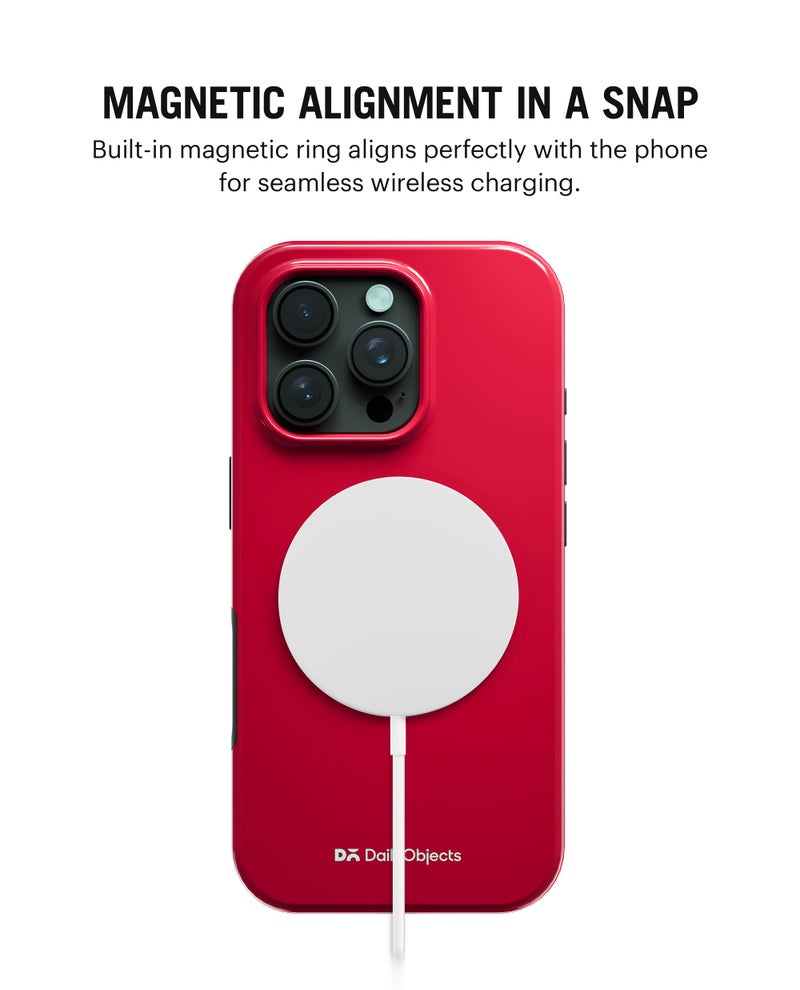 DailyObjects Enamel Bumper MagSafe Case for iPhone 16 Pro Compatible with Mag-Safe Wireless Charging | Red Hybrid Magnetic Back Cover - Image 2