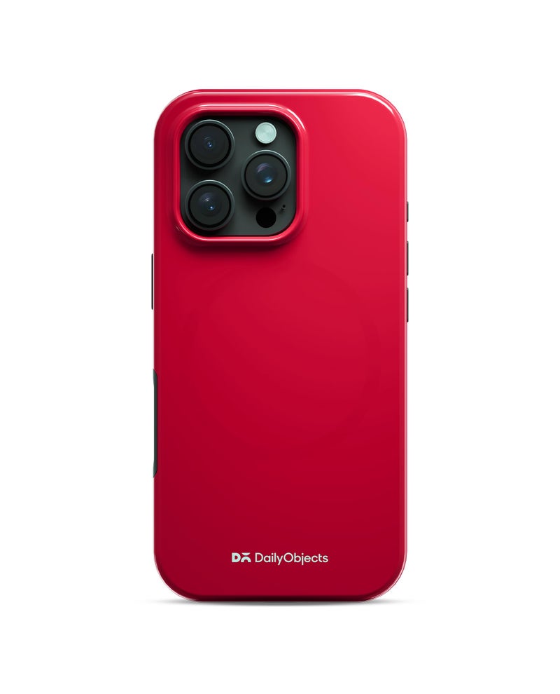 DailyObjects Enamel Bumper MagSafe Case for iPhone 16 Pro Compatible with Mag-Safe Wireless Charging | Red Hybrid Magnetic Back Cover - Image 3