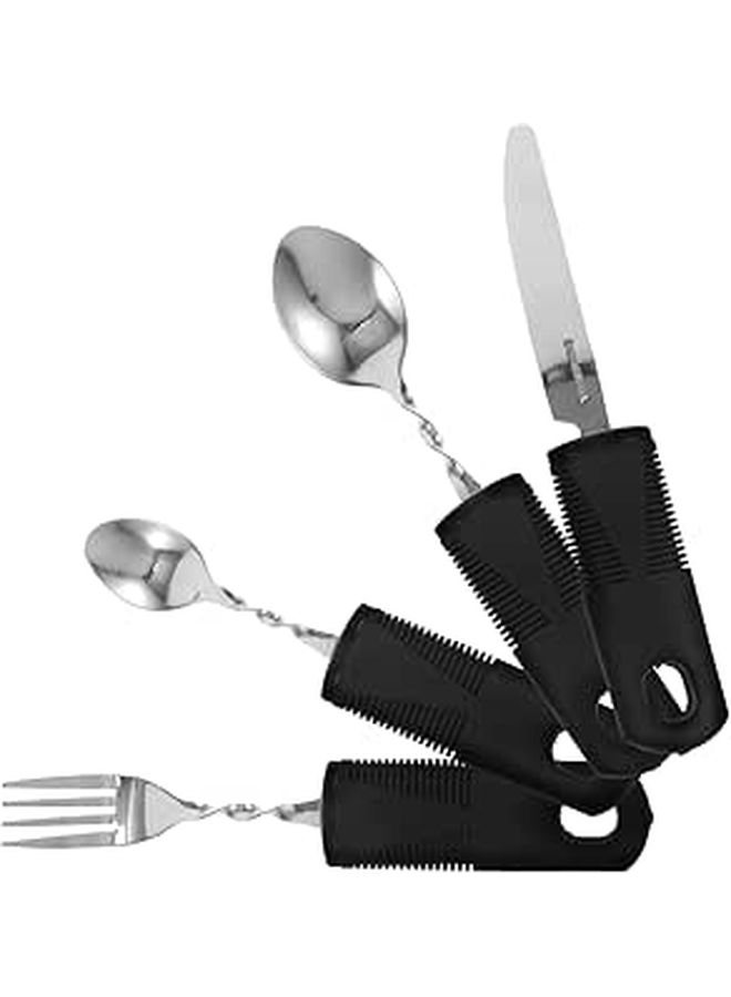 Adaptive Weighted Cutlery Set 4pcs Wide Grip Non Slip Fork Spoon Knife for Elderly - Image 1
