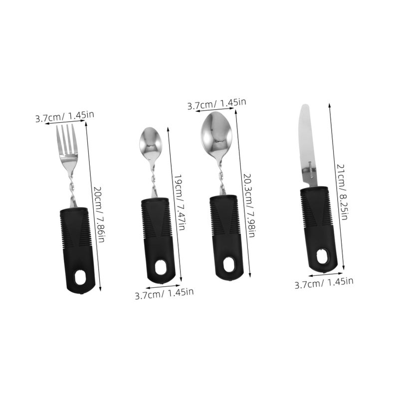 Adaptive Weighted Cutlery Set 4pcs Wide Grip Non Slip Fork Spoon Knife for Elderly - Image 3
