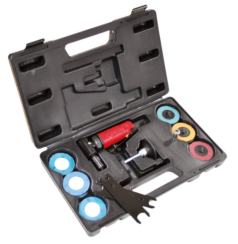 Chicago Pneumatic CP875 Kit - Air Die Grinder Tool, Welder, Woodworking, Automotive Car Detailing, Stainless Steel Polisher, Heavy Duty, Right Angle Grinder, 1/4 Inch (6 mm), 0.3 HP/ 220W - 22500 RPM - Image 1