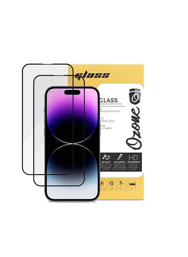 O Ozone Tempered Glass Screen Protector for iPhone 14 Pro 9H Hardness Full HD Coverage Touch Sensitive Screen Guard (Pack of 2) - Image 1