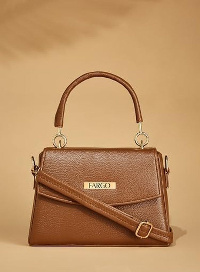 Fargo Stylish Vegan Leather Mini Handbag for Women | Purse for Women & Girls (Tan) - Image 4