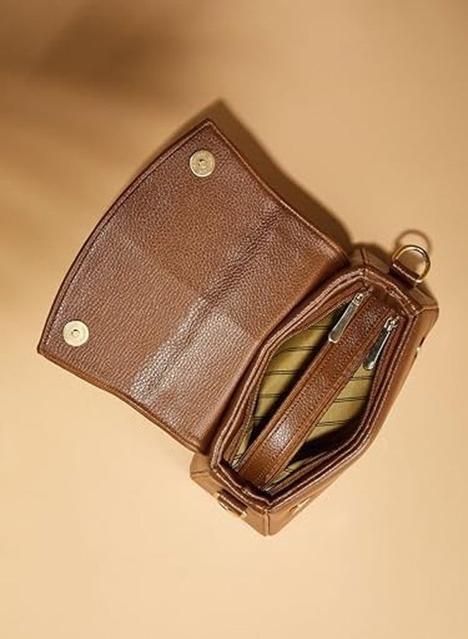 Fargo Stylish Vegan Leather Mini Handbag for Women | Purse for Women & Girls (Tan) - Image 5