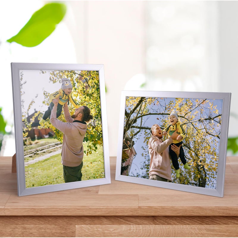 جيفت جاردن GiftGarden 8x10 إطار الصورة الفضي مجموعة من 7 إطارات فضية متعددة 8 × 10 للجدار أو عرض الطاولة - Image 3