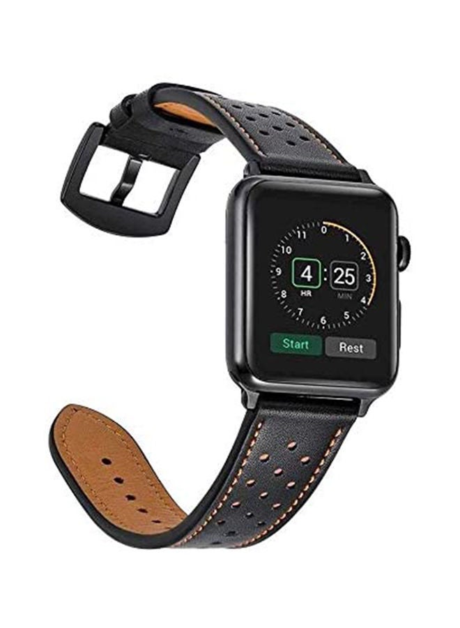 NIBEMINENT Leather Band For Apple Watch 44mm Black - Image 1