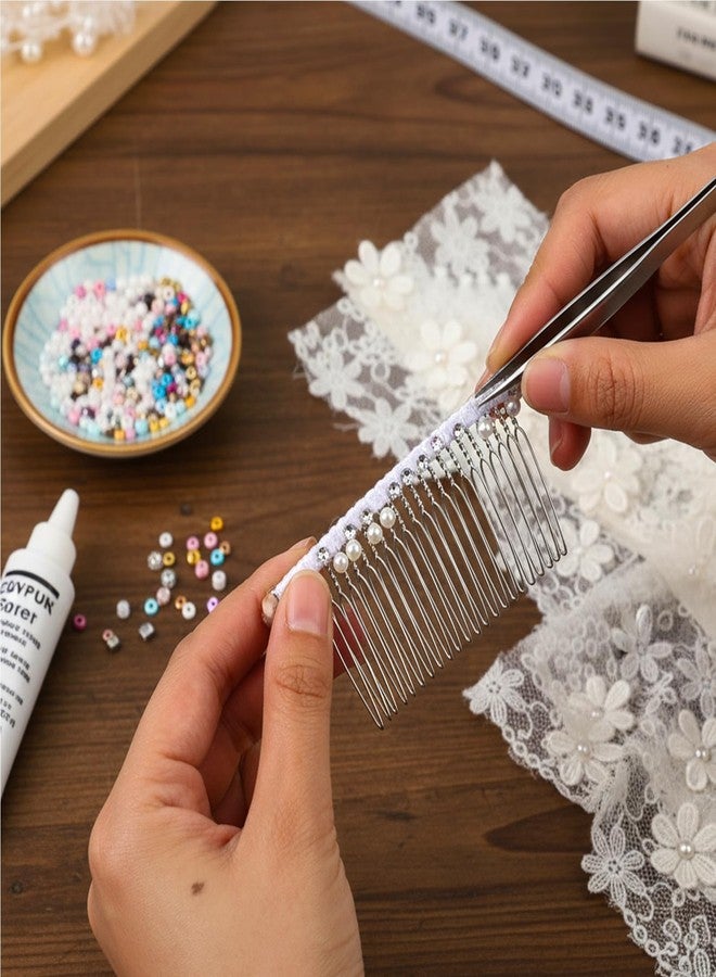Xyembu Long 20 Teeth Ribbon-wrapped Metal Comb White French Vintage Style Hair Clips Pins Accessories Supplies 8cm x 4.5cm Perfect For Holding Any Long Wedding Veils In Place - Image 5