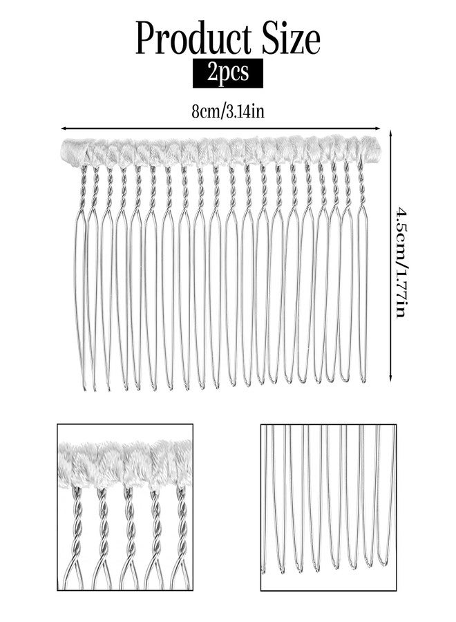 Xyembu Long 20 Teeth Ribbon-wrapped Metal Comb White French Vintage Style Hair Clips Pins Accessories Supplies 8cm x 4.5cm Perfect For Holding Any Long Wedding Veils In Place - Image 2