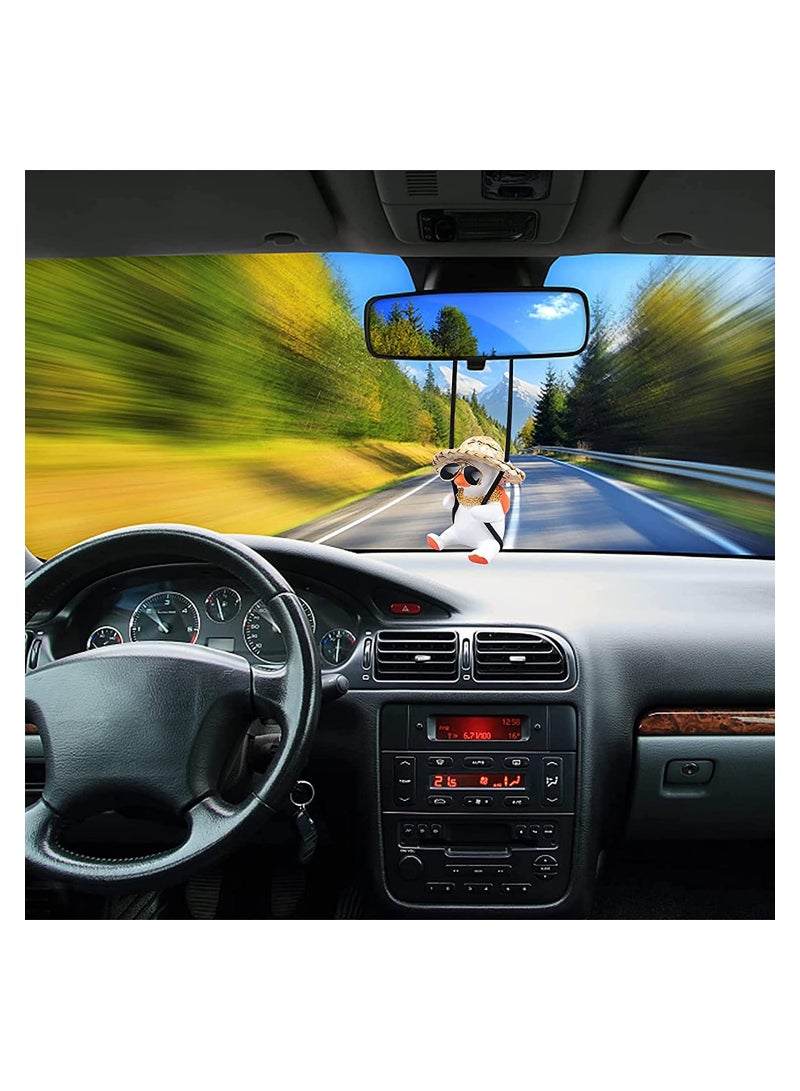 Creative Swing Duck Car Pendant, Stylish Rear View Mirror Decoration, Fun Straw Hat Duck Ornament for Car Accessories - Image 4