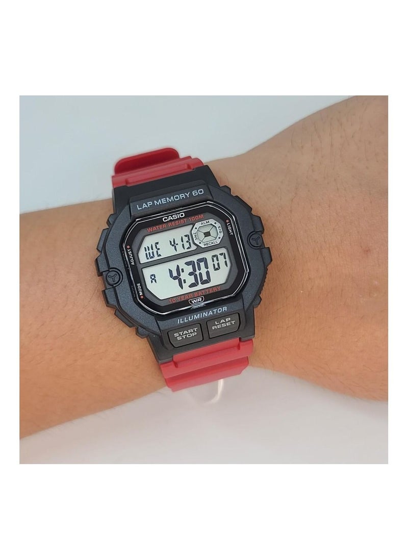 CASIO - Water Resistant Sports Gear Digital Wrist Watch WS-1400H-4AVDF - 44 mm - Red - Image 1