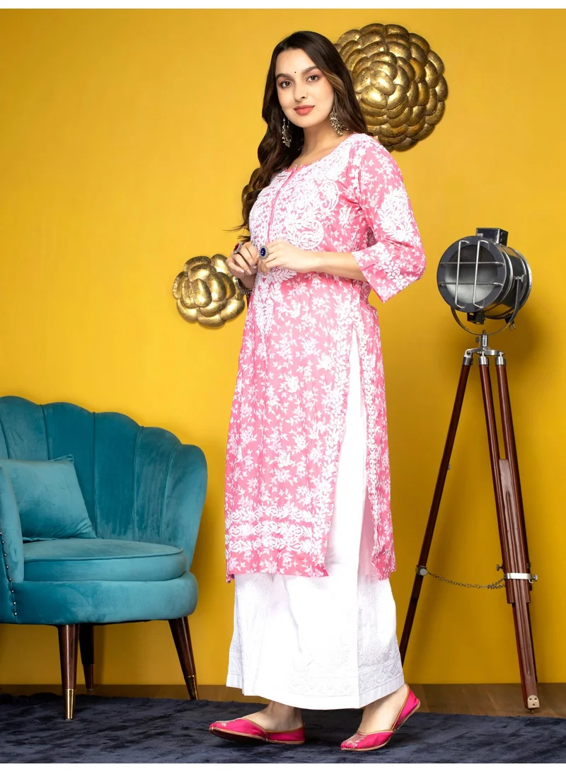 Alaya Hand Embroidered Chikankari Mulmul Cotton Kurta-AL3648