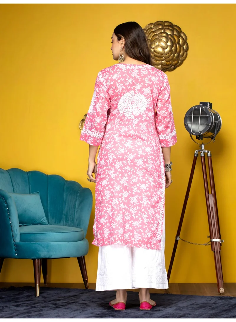 Alaya Hand Embroidered Chikankari Mulmul Cotton Kurta-AL3648