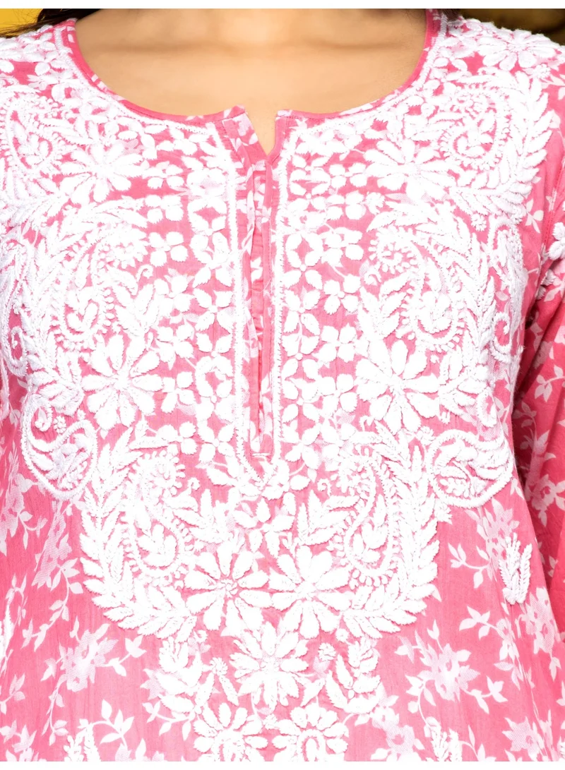 Alaya Hand Embroidered Chikankari Mulmul Cotton Kurta-AL3648