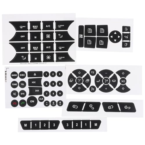 BYOBYO 6Sheets Dash Button Repair Kit AC Central Control Button Stickers Window Button Repair Decals Stickers for Mercedes Benz 20072014 Car Accessories Black - Image 1