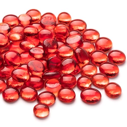 Meschett 50PCS Mini Glass GemsRed Mancala Stones Flat Bottom Marble Beads for Home Decorative Art Craft Vase Filler0507 - Image 1