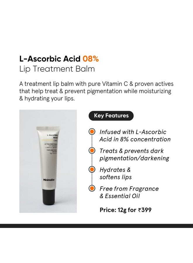 Minimalist 8% L-Ascorbic Acid Lip Treatment Balm with Vitamin E, Radianskin & Glycerine for Pigmented & Dark Lips | For Women & Men | 12 gm - Image 2