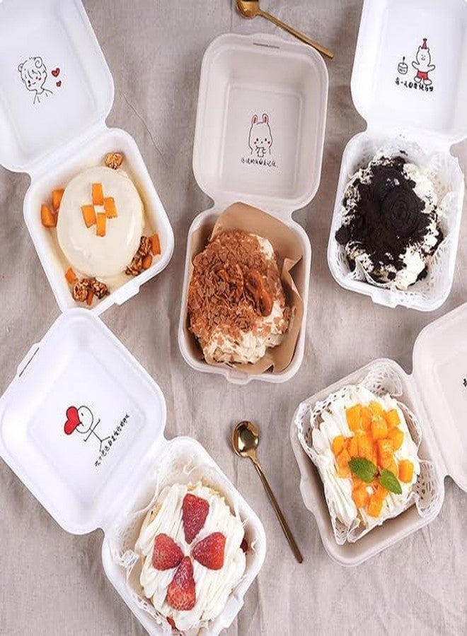 Chocodecor 100% Biodegradable, Compostable, Ecofriendly, Disposable Clamshell Box or Food Box or Bento Paper Box, 5 * 5 Inch, Pack of 10
