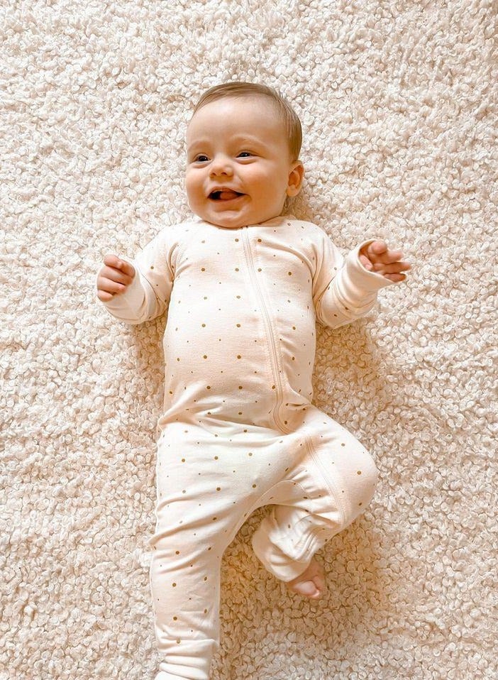 Elli Junior Bamboo Two Way Zip Pyjamas Golden dots - Image 2