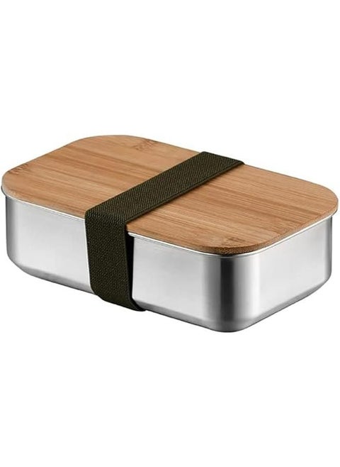 Ifan Stainless Steel Bento Lunch Box, Leak-Proof Bento Preservation Lunch Box with Wood Cover, Stackable Light and Easy Storage.