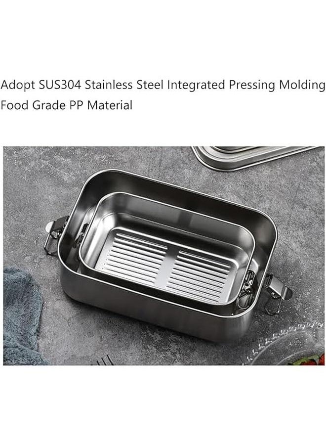 Ifan Stainless Steel Bento Lunch Box, Leak-Proof Bento Preservation Lunch Box with Wood Cover, Stackable Light and Easy Storage.