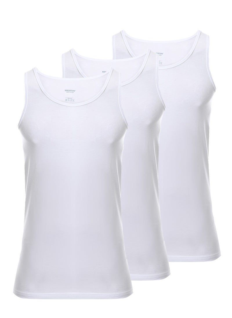 REDCOTTON Men's sleeveless combed from Red Cotton 3 pcs - White  - Image 1