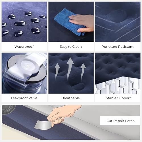 Robustt 32 Holes Twin Size Air Bed with Air Pump | Quick Inflatable - Blow Up Mattress Air Bed Portable Waterproof Air Mattress for Hiking, Travel, Outdoor and Home - Image 3