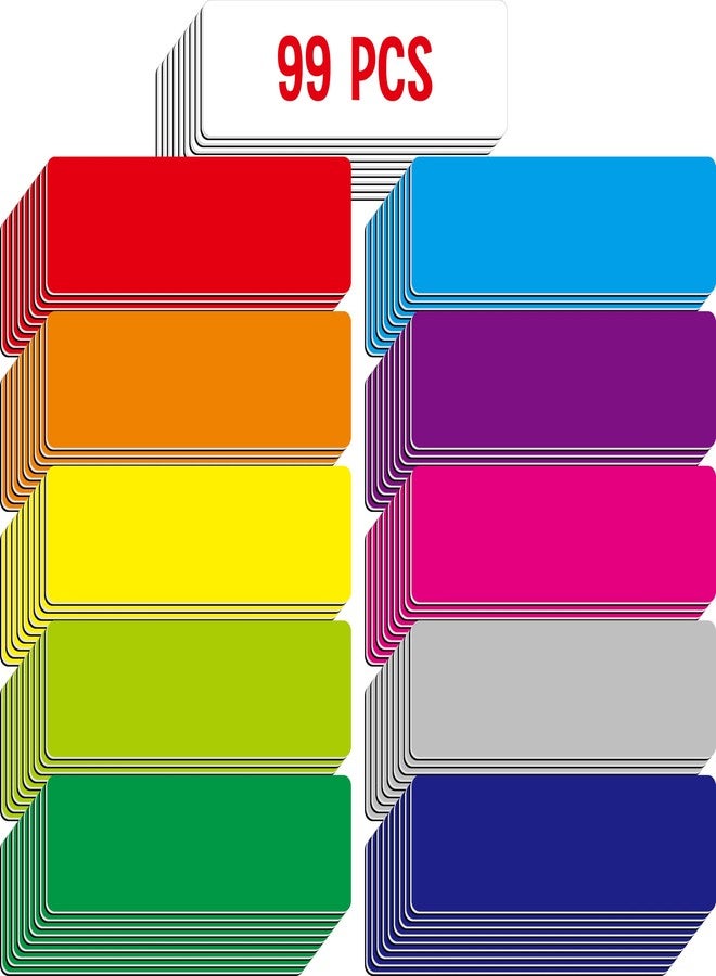 SpriteGru 99 PCS Magnetic Name Tag Labels, 11 Colors Dry Erase Reusable Name Stickers for Whiteboards Locker Fridge School Office Home (Each Measures 1" x 3") - Image 1