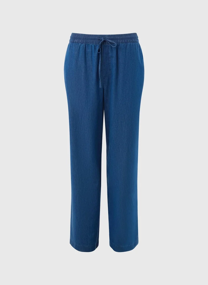 Matalan Blue Denim Wide Leg Chambray Trousers