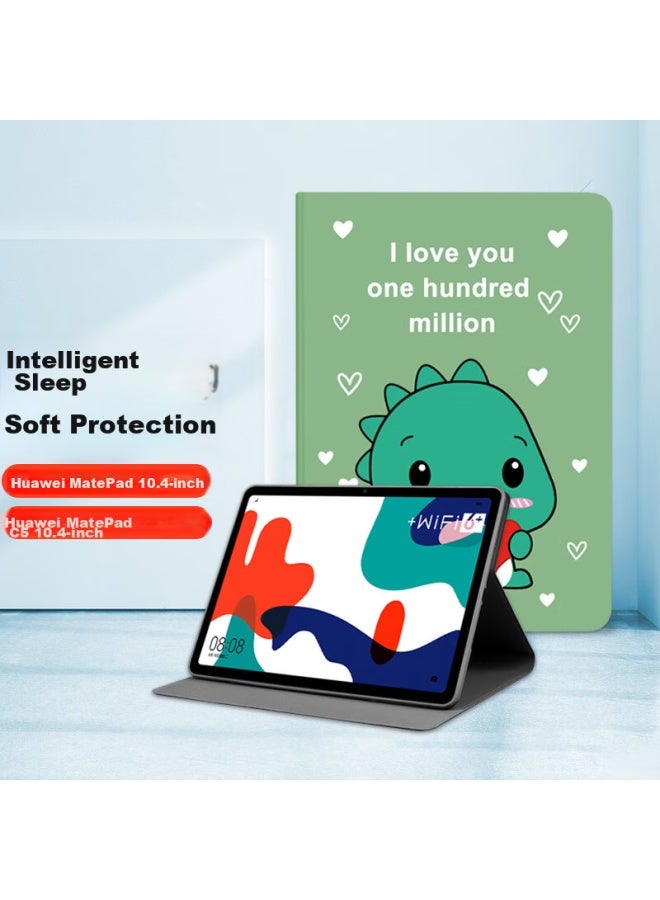 Jiang Ming Jiangming, Suitable For Huawei Matepad Tablet Case, 10.4-Inch Tablet Computer Case, Smart Sleep, Slim, Shockproof, Online Class Stand, Full Coverage, Cartoon Design, For Men And Women, Small Dinosaur, Student - Image 1
