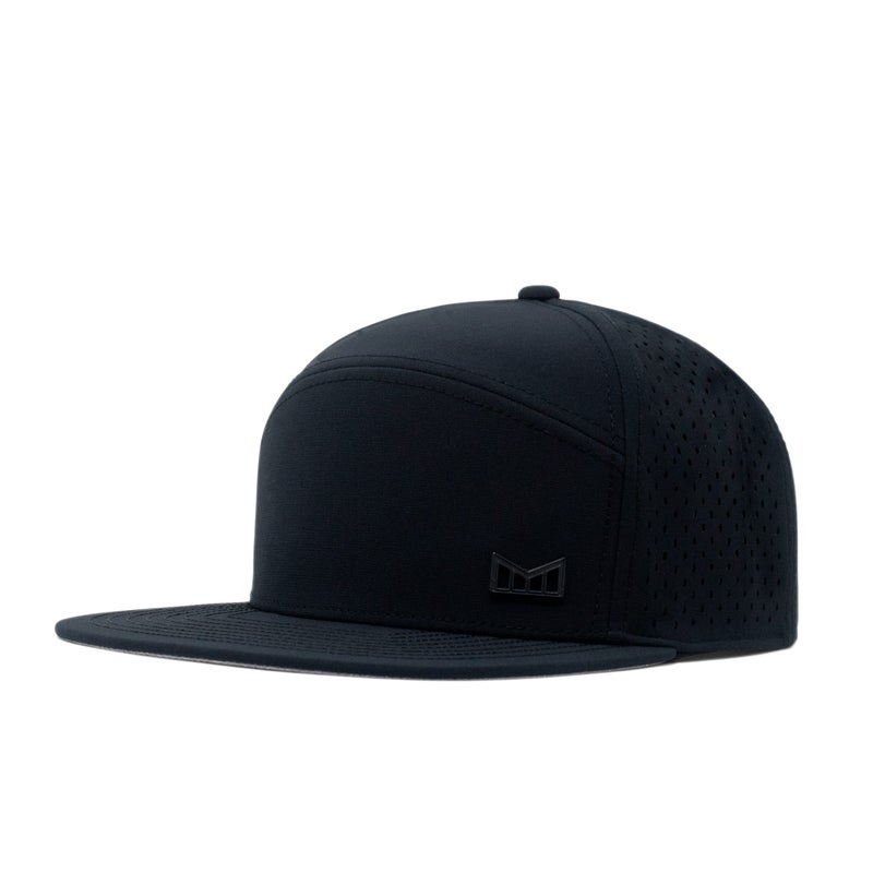 melin Trenches Icon Hydro, Black, Men's Performance Snapback Hats, Water-Resistant Fitted Flat Bill Baseball Caps for Men & Women, Golf, Running, or Workout Hat, Medium-Large - Image 1